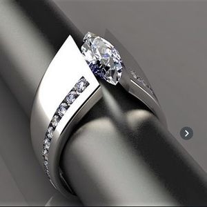 B3G1 Modern Silver & Sapphire Fashion Ring